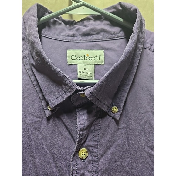 Carhartt Blue mens button up long sleeve collar casual top XL - Picture 2 of 5